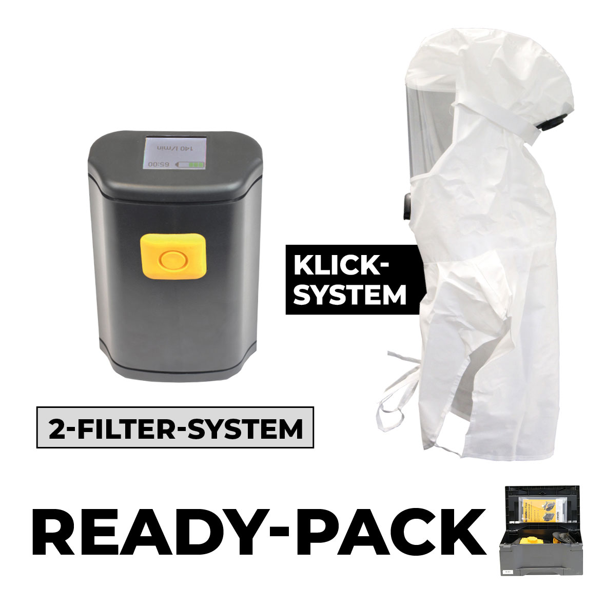 Ready-Pack e-breathe Smartblower (Zweifilter-System) - mit PM Laborhaube AV 