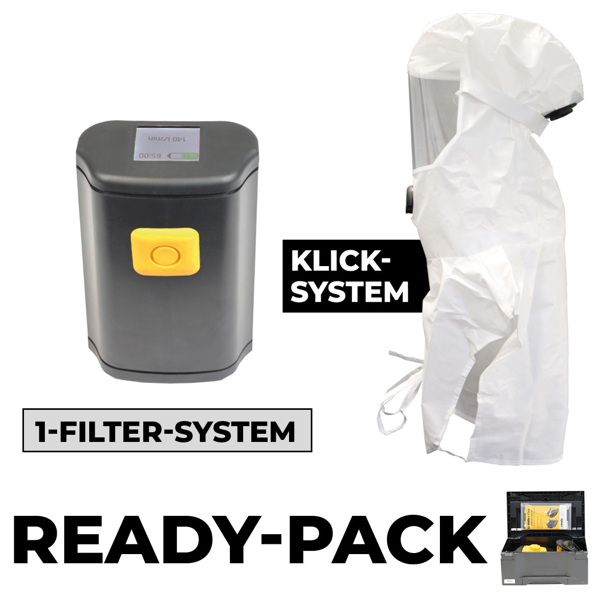 Ready-Pack e-breathe Smartblower (Einfilter-System) - mit PM Laborhaube AV 