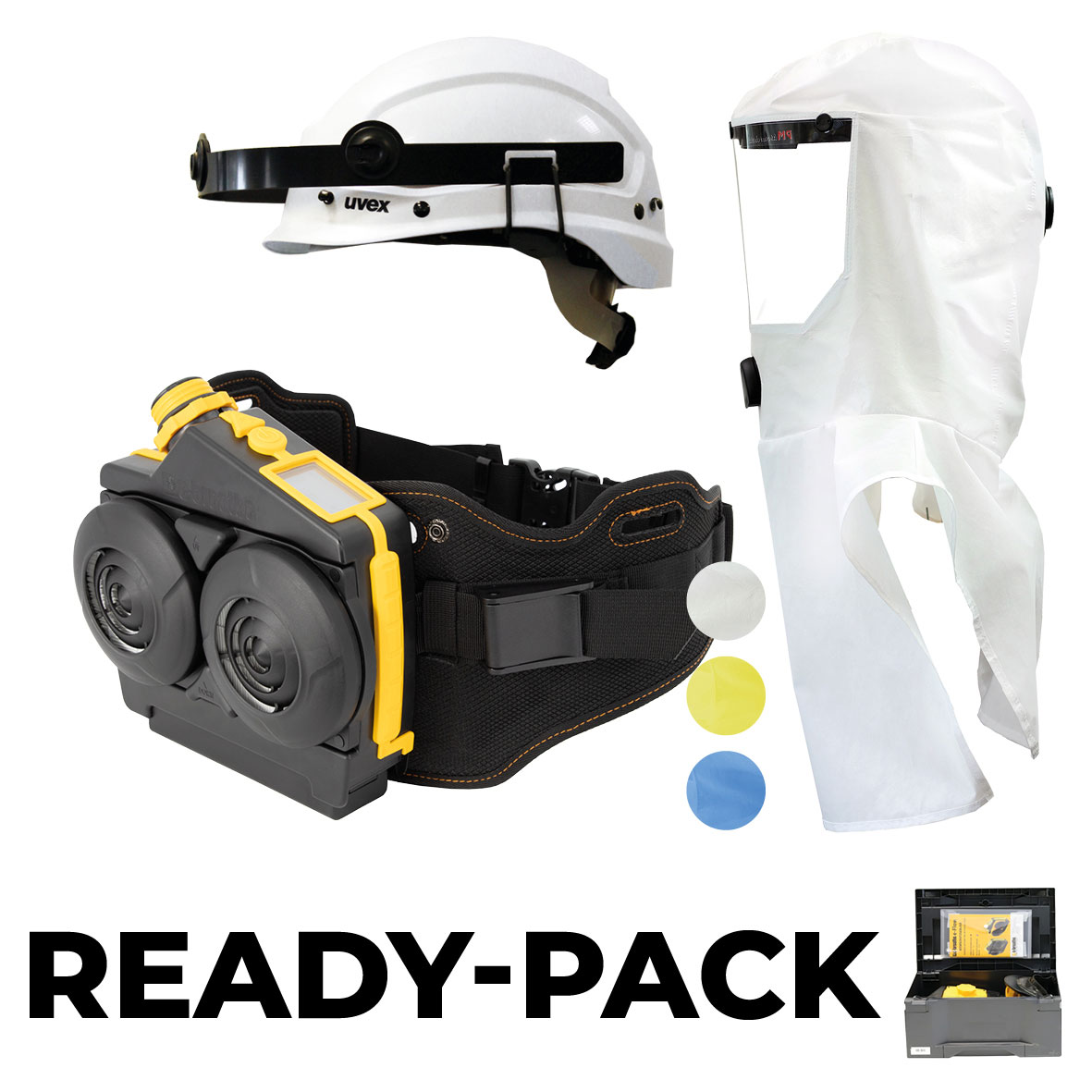 Ready-Pack e-breathe e-Flow PAD-Box / Multi-Hood Limited-Use (weiß) mit Helmhalterung *L-Box*