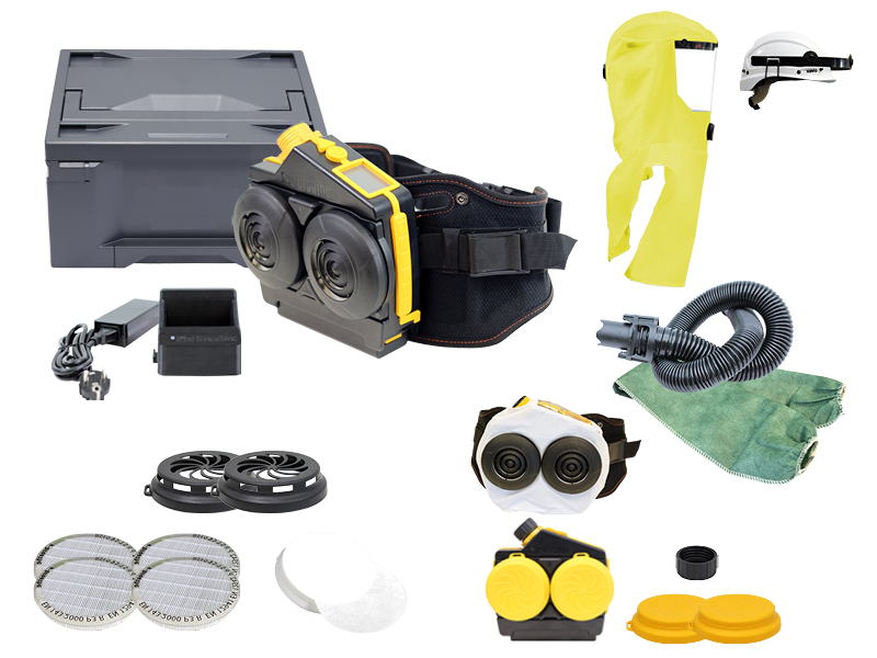 Ready-Pack e-breathe e-Flow PAD-Box / Multi-Hood Limited-Use (gelb) mit Helmhalterung *L-Box*